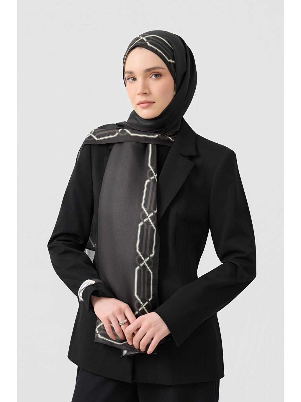 Pamuk Twill Şal İnterlock Antrasit Gri-1