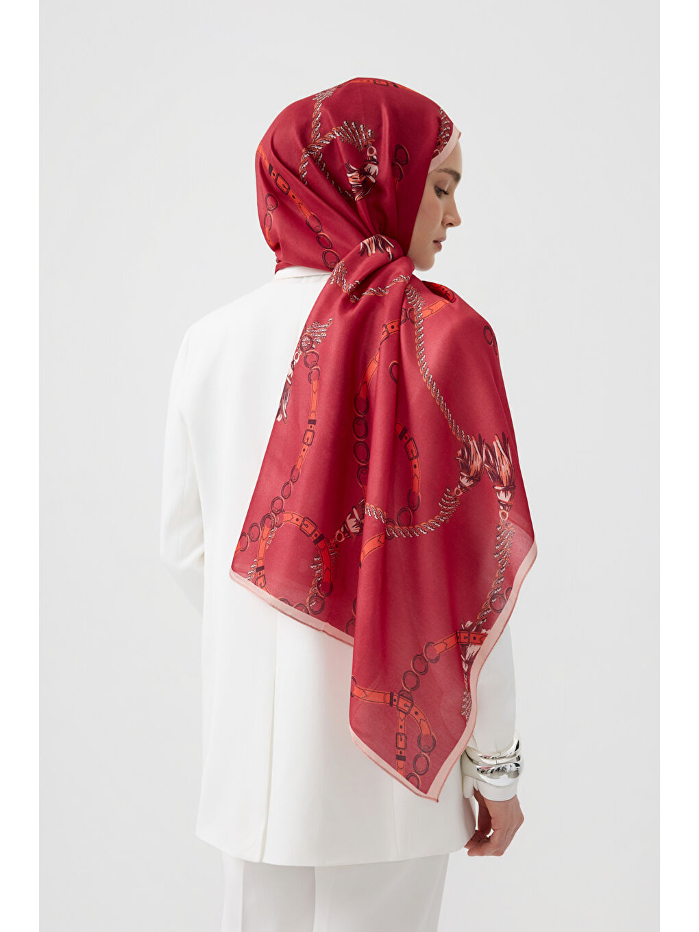 Pamuk Twill Şal Linkage Kırmızı-4