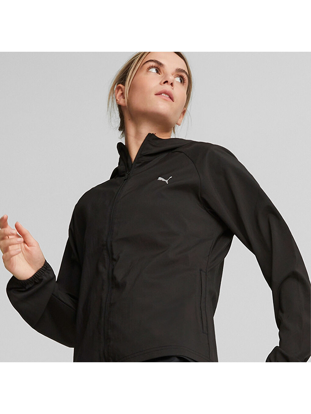 Run Fav Hood Woven Kadın Siyah Kapüşonlu Ceket