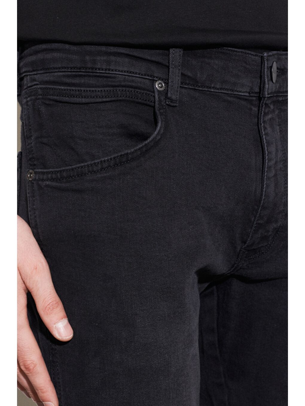 Siyah Larston Slim Fit Düşük Bel Denim Esnek Jean Pantolon-3