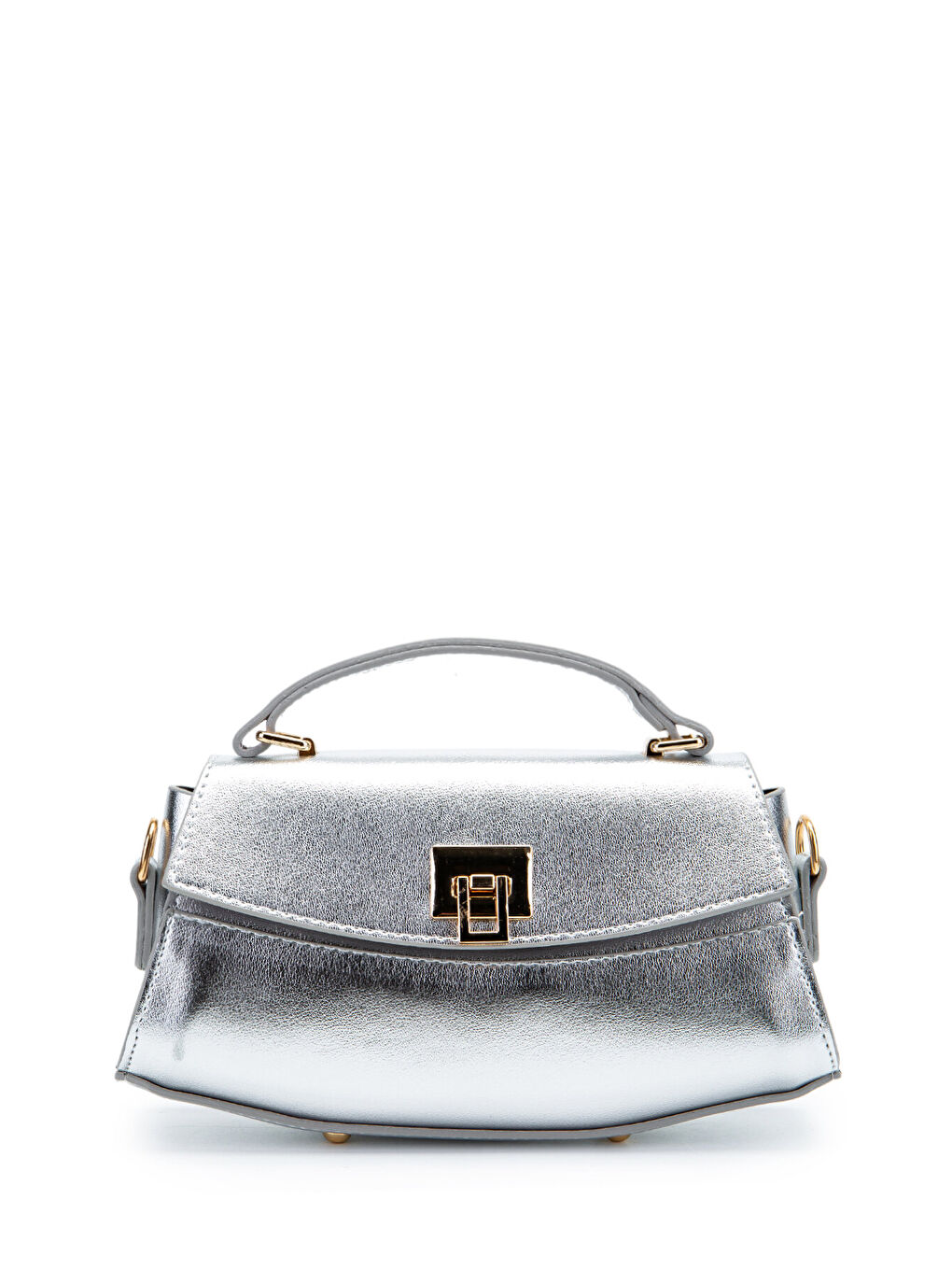 Gri Kilit Detaylı Luvia Kadın Çapraz Çanta Gümüş