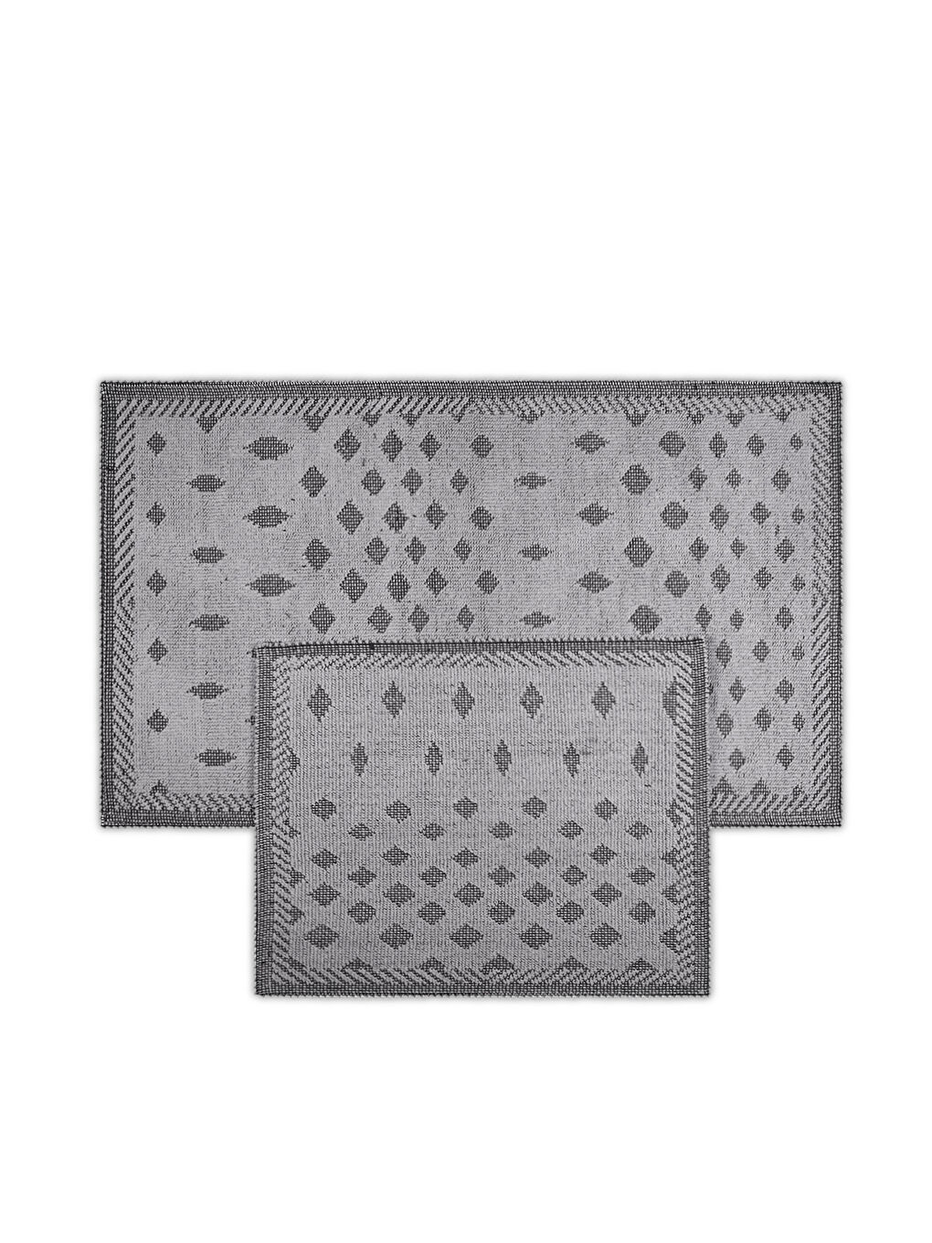 Nokta Doğal Pamuklu 2'li Banyo Paspas Seti 60X100+50X60 Cm Gri
