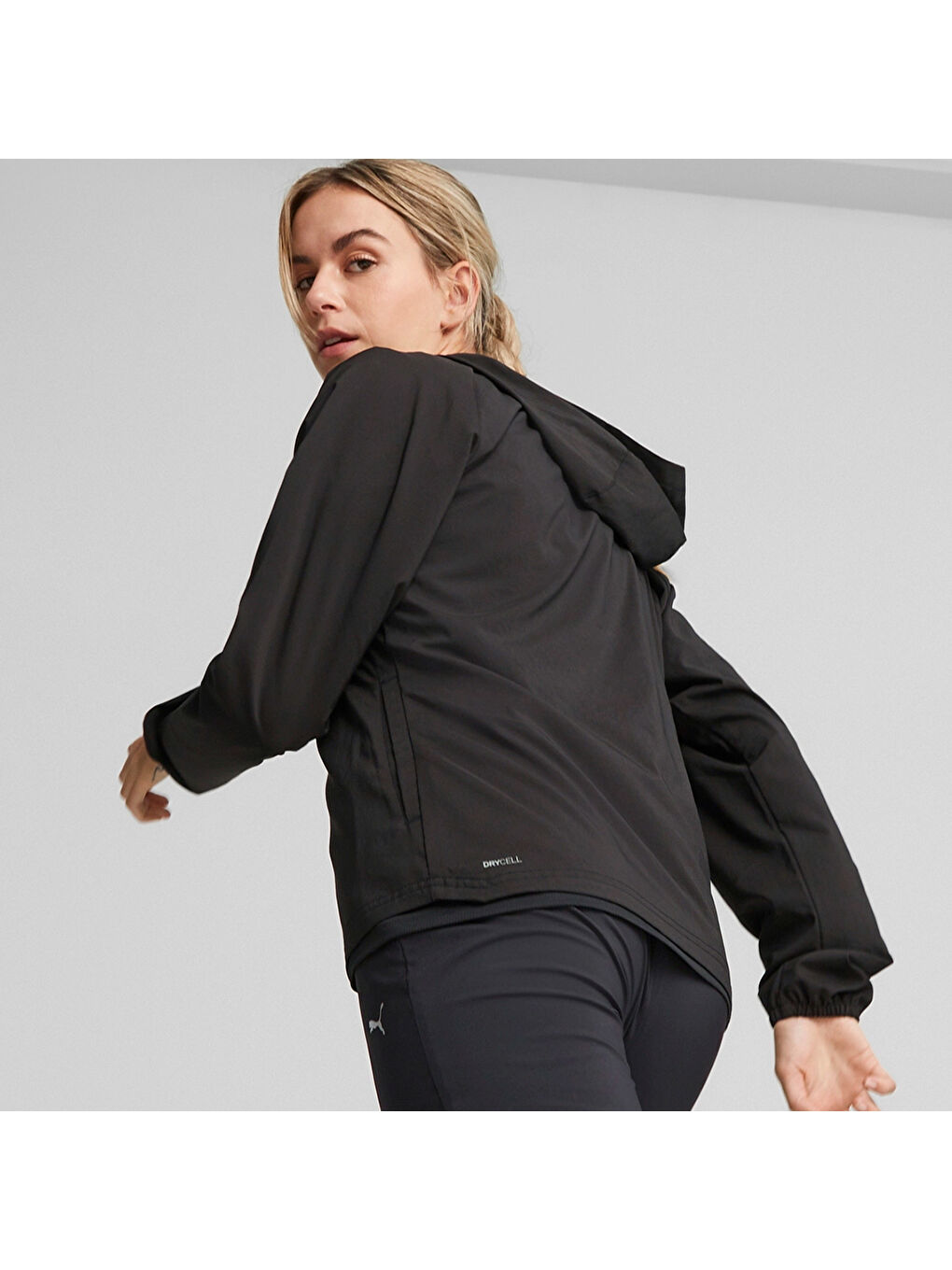 Run Fav Hood Woven Kadın Siyah Kapüşonlu Ceket-1