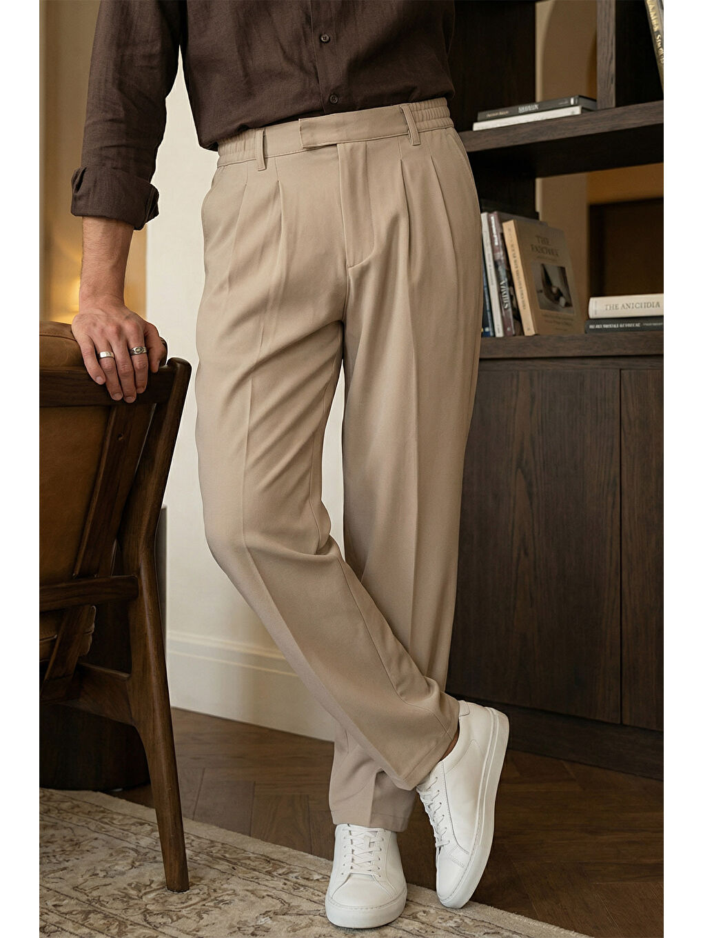 Bej Baluga Extra Baggy Erkek Kumaş Pantolon