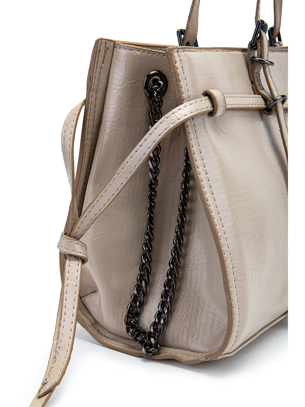 Siyah Zincir Detaylı Bonnie Kadın Kol Çanta Bej-2