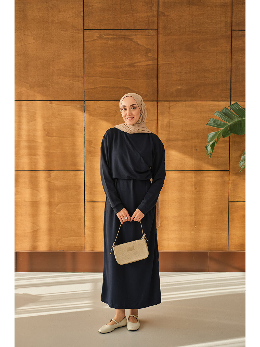 Kadın Önü Parça Detaylı Elbise Lacivert-4