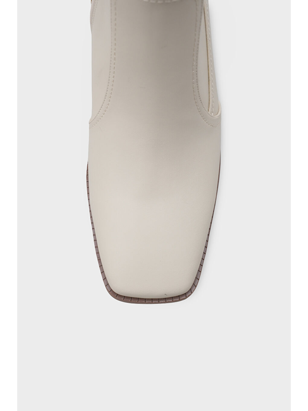Ekru Anjela Küt Burunlu Yandan Fermuarlı Kadın Bot-2