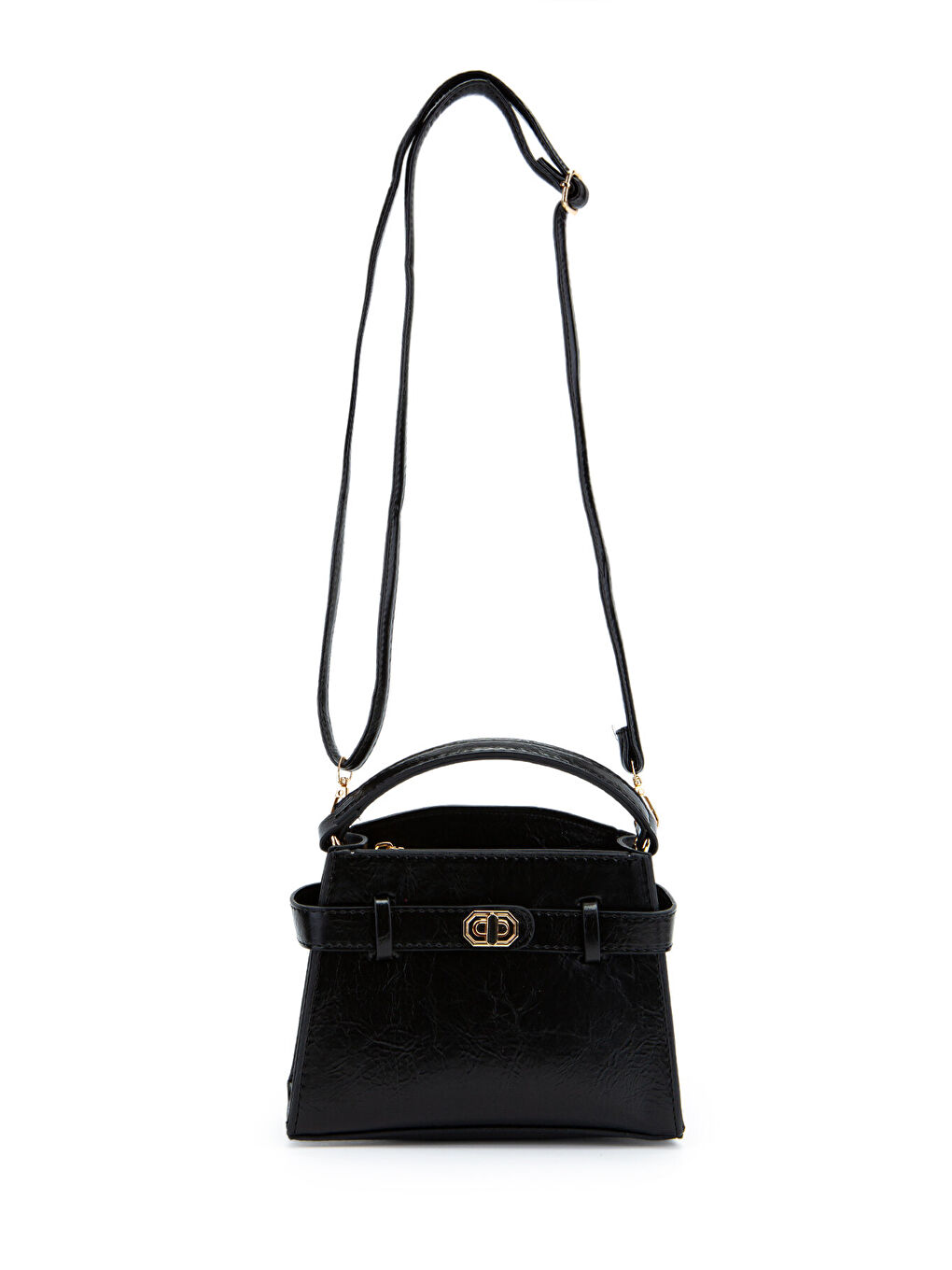 Kilit Aksesuar Kemer Detaylı Jessie Kadın Çapraz Çanta Düz Siyah-4