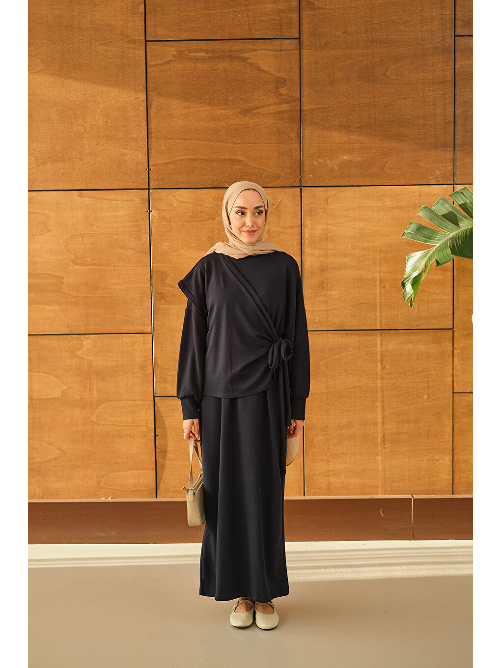 Kadın Parça Bağlamalı Elbise Lacivert-1