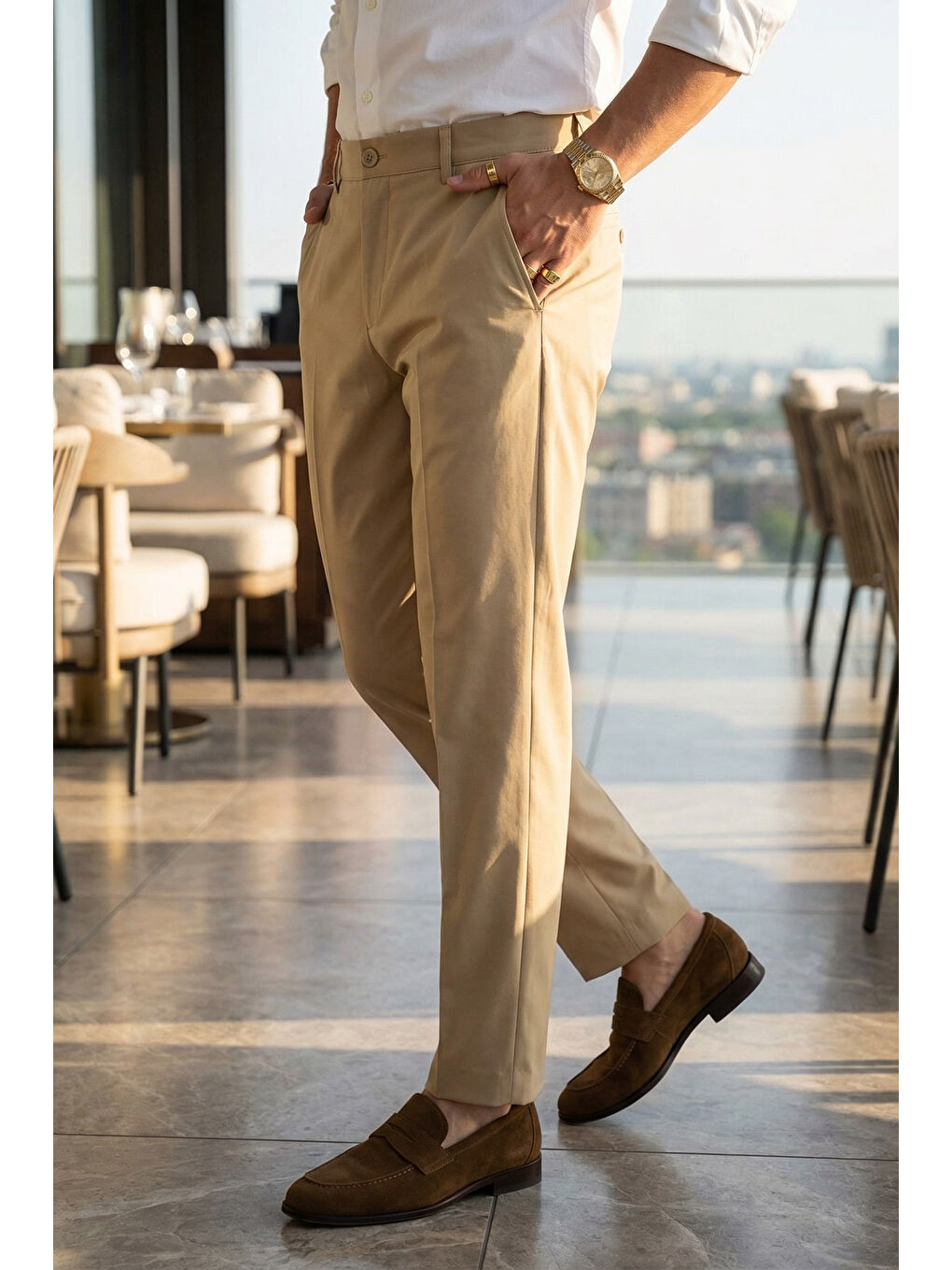 Bej Kiran Premium Ütü Gerektirmeyen Erkek Kumaş Pantolon-2
