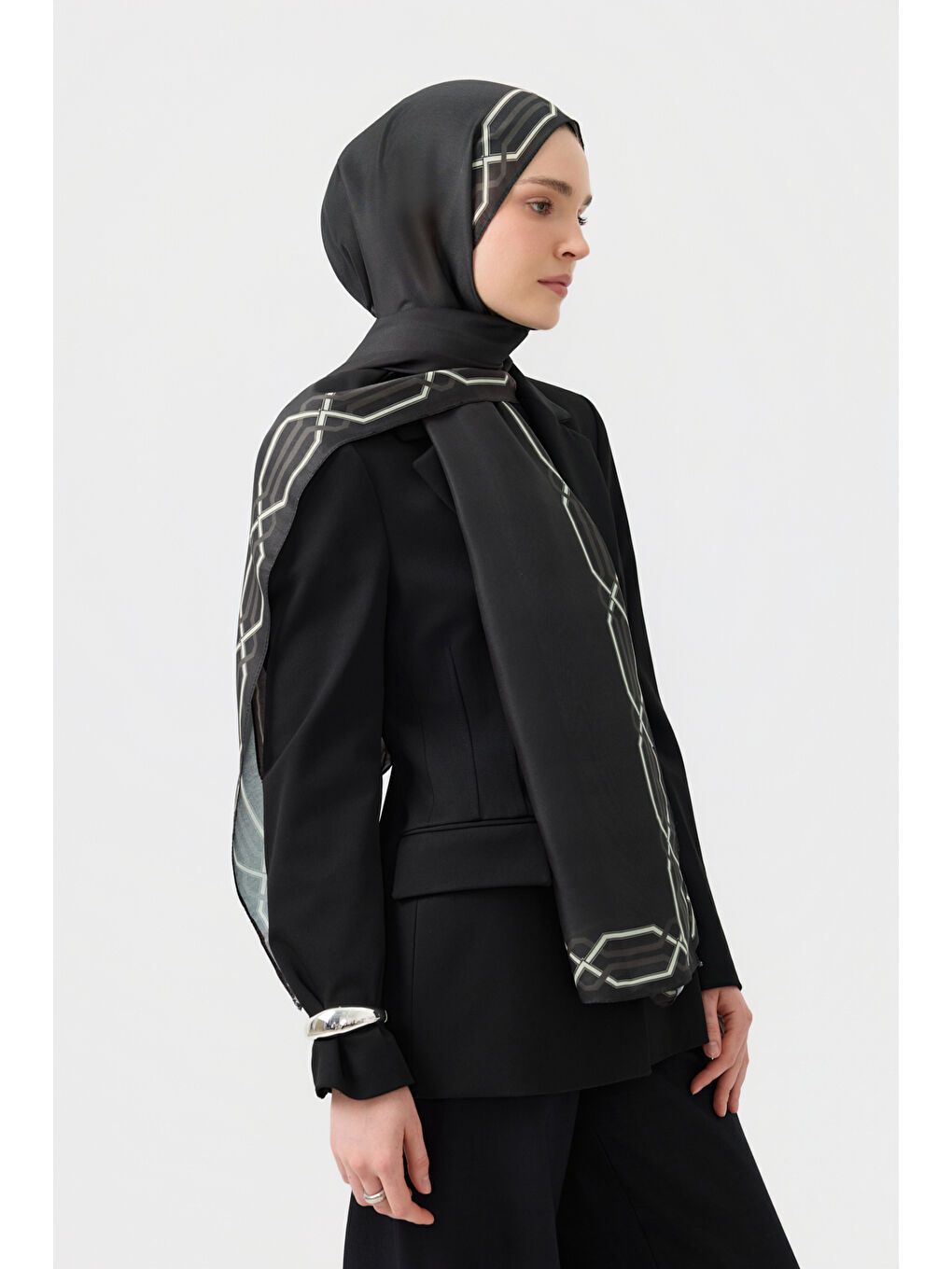 Pamuk Twill Şal İnterlock Antrasit Gri-3