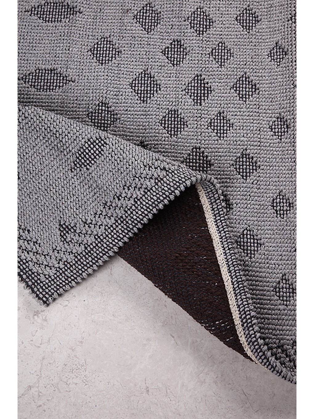 Nokta Doğal Pamuklu 2'li Banyo Paspas Seti 60X100+50X60 Cm Gri-1