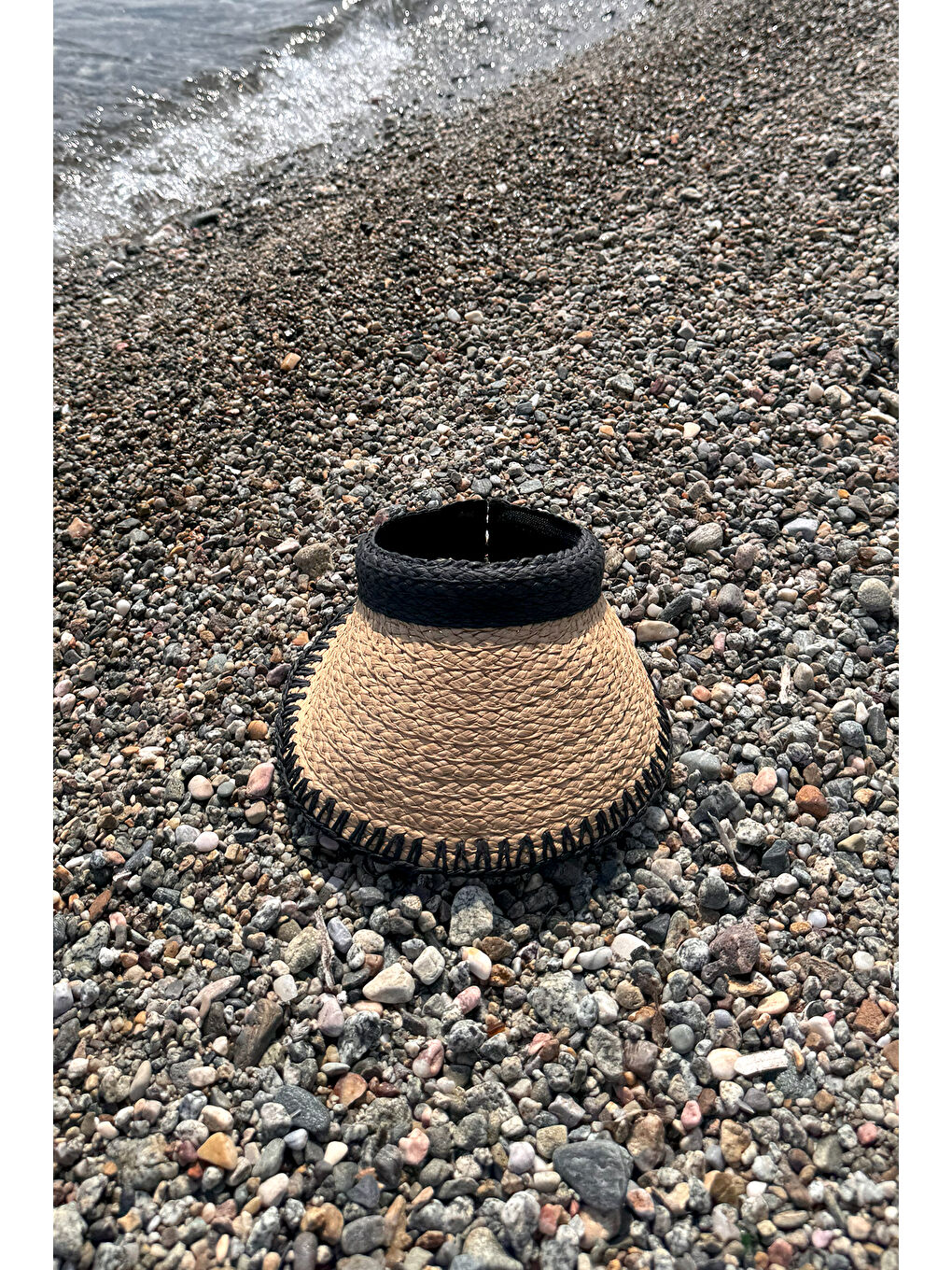 Kahverengi Zigzag Biyeli Vizör Hasır Şapka Güneş Koruyucu Siperlik RŞ-2104 Camel-2