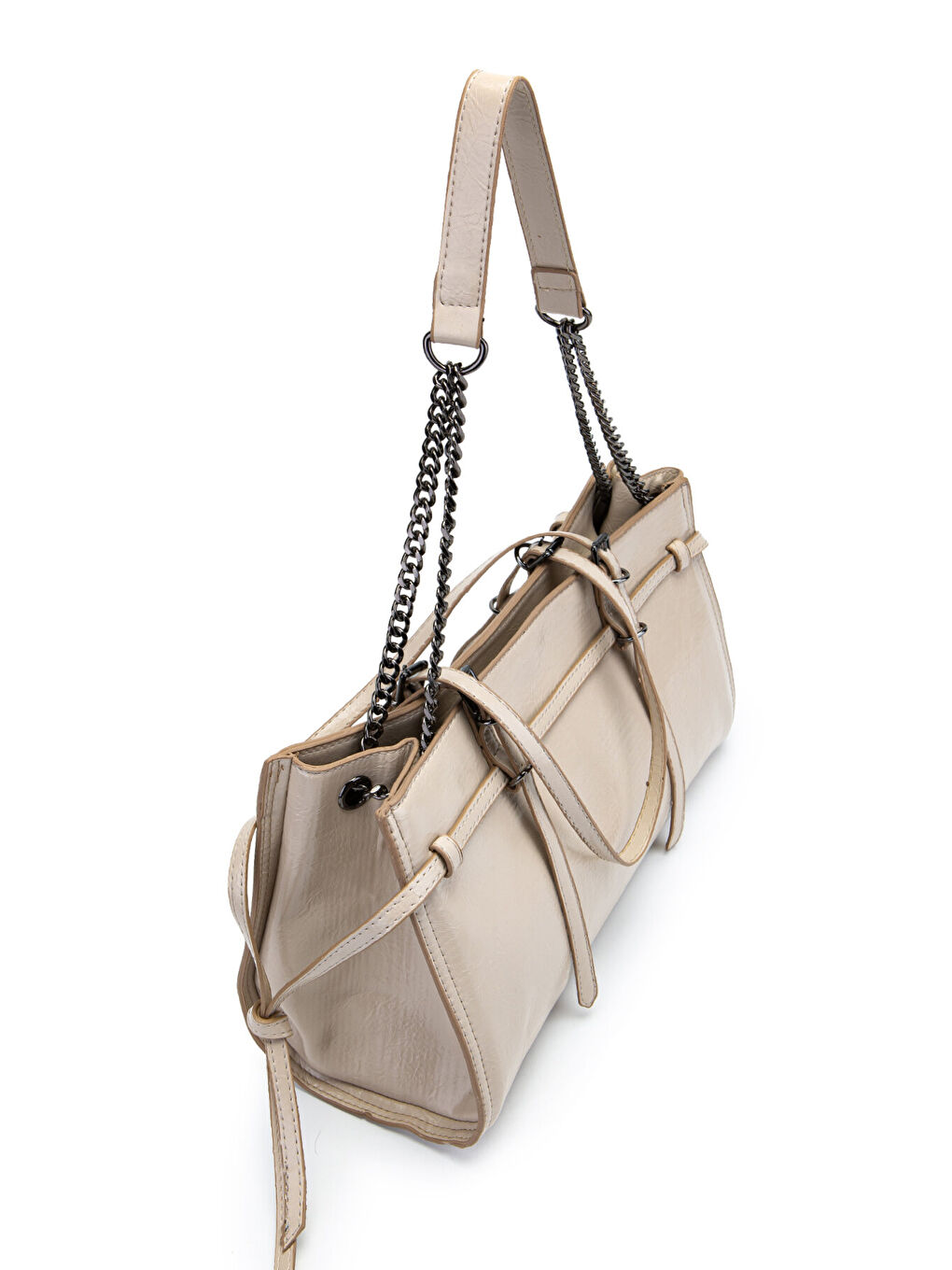 Siyah Zincir Detaylı Bonnie Kadın Kol Çanta Bej-3