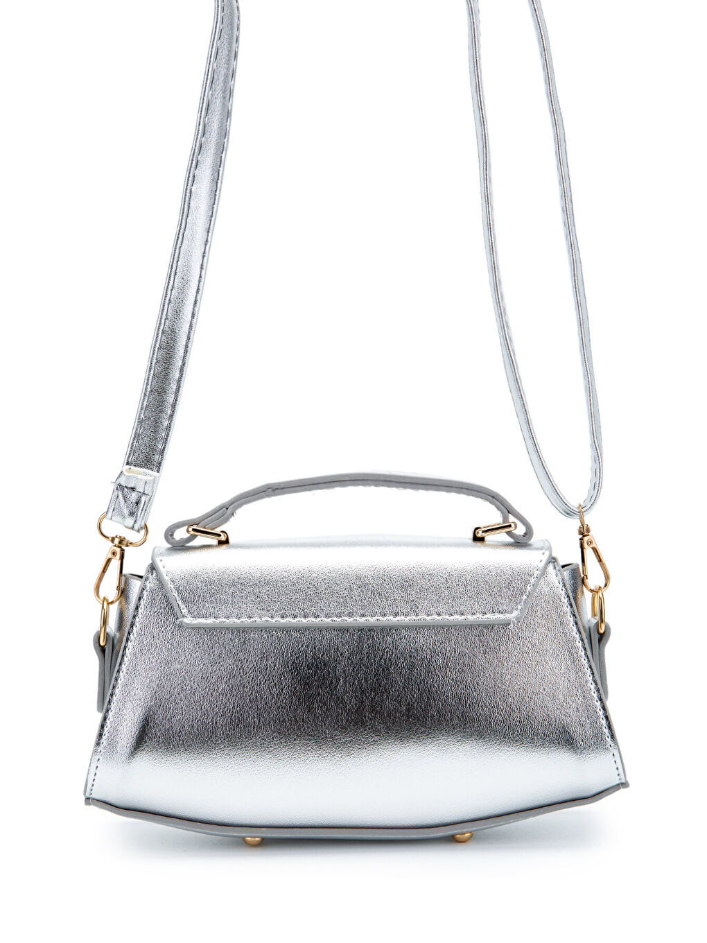 Gri Kilit Detaylı Luvia Kadın Çapraz Çanta Gümüş-2