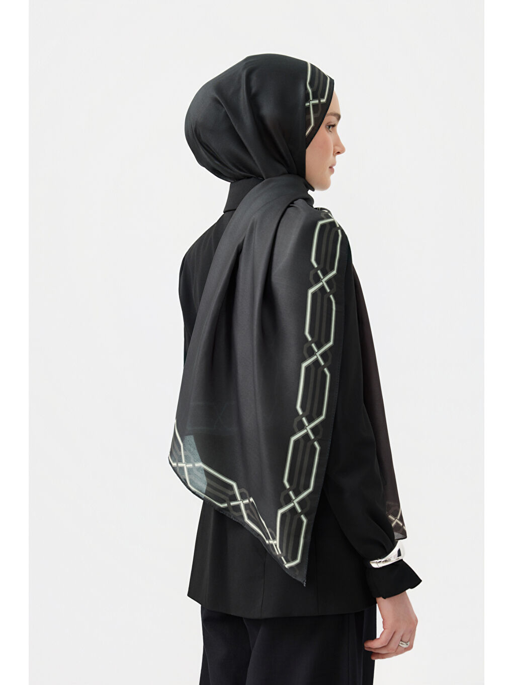 Pamuk Twill Şal İnterlock Antrasit Gri-4