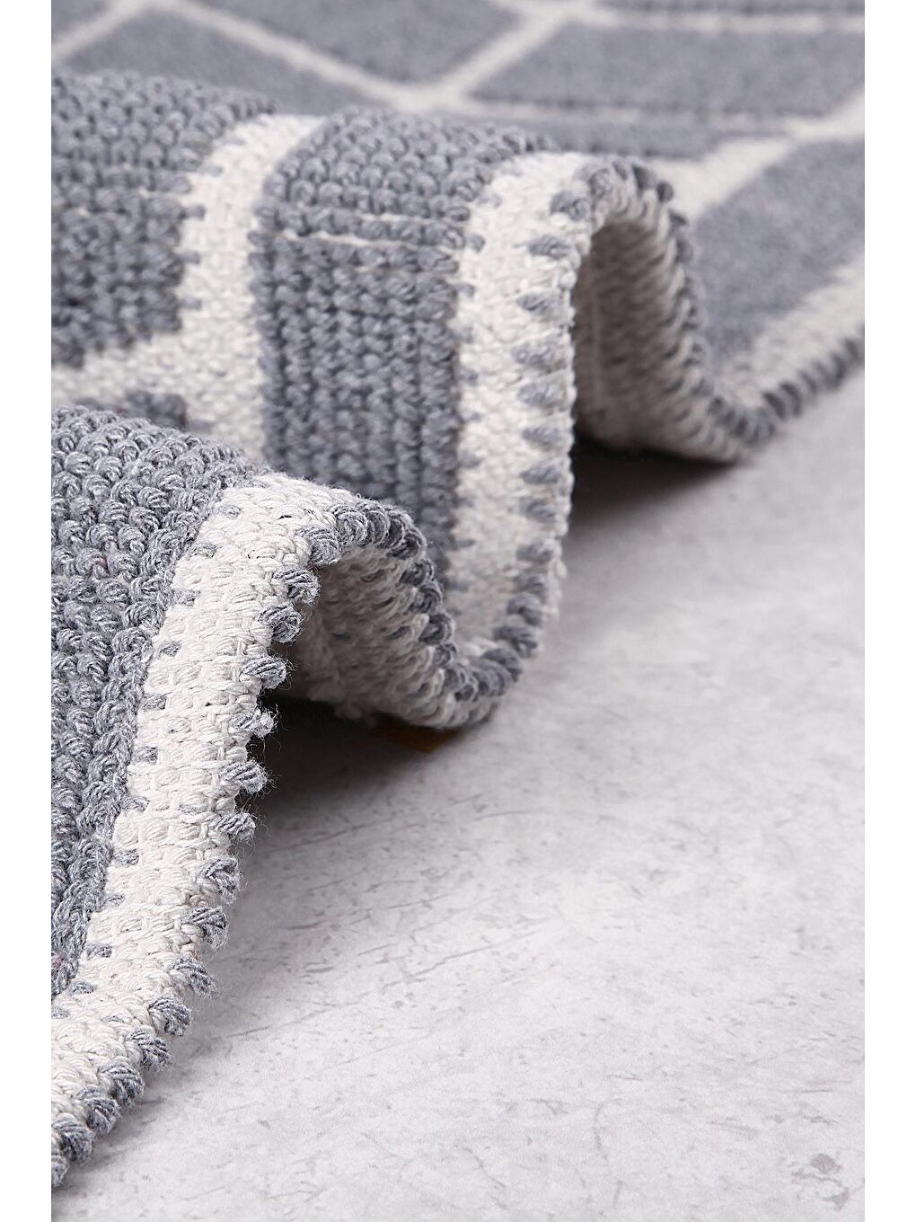 Baklava Doğal Pamuklu 2'li Banyo Paspas Seti 60X100-50X60 Cm - Gri-2