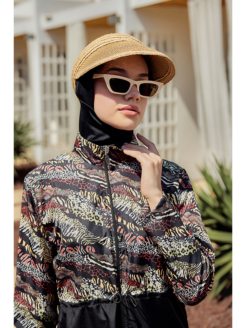 Kahverengi Vizör Hasır Şapka Güneş Koruyucu Siperlik RŞ-2105 Camel Bej-1