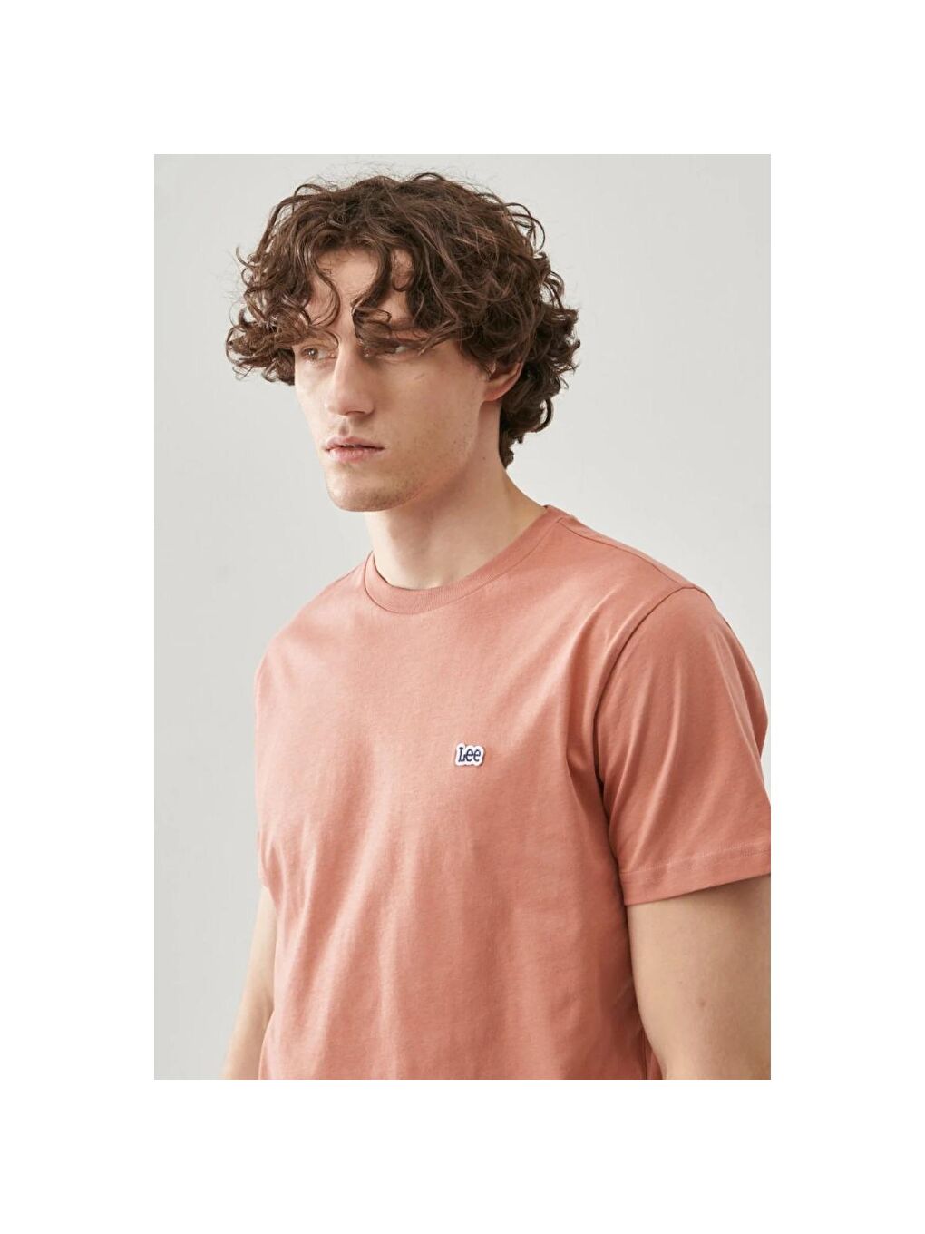 Lee Pembe Lightweight Small Logo Erkek Pembe Bisiklet Yaka Tişört - 1