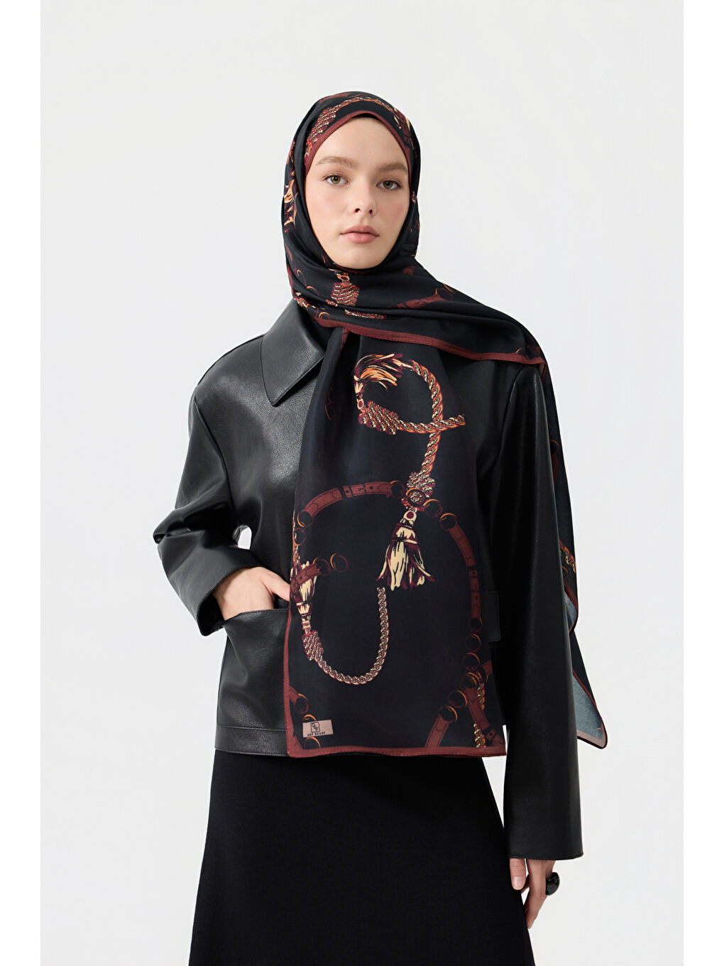 Kahverengi Pamuk Twill Şal Linkage Kızıl Kahve-1