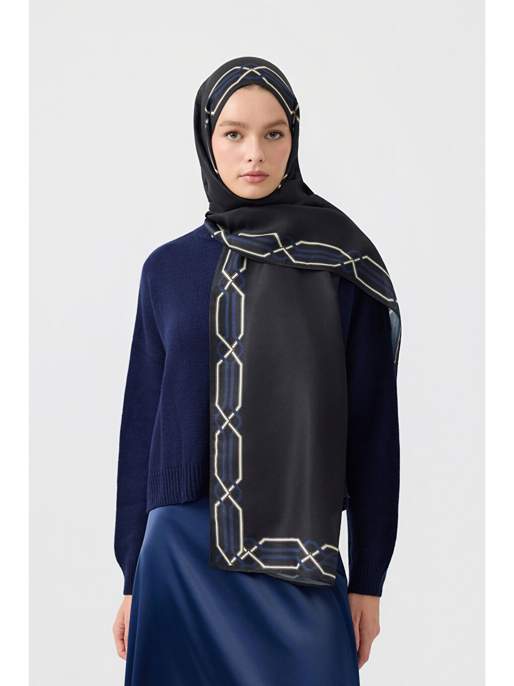 Pamuk Twill Şal İnterlock Lacivert-1