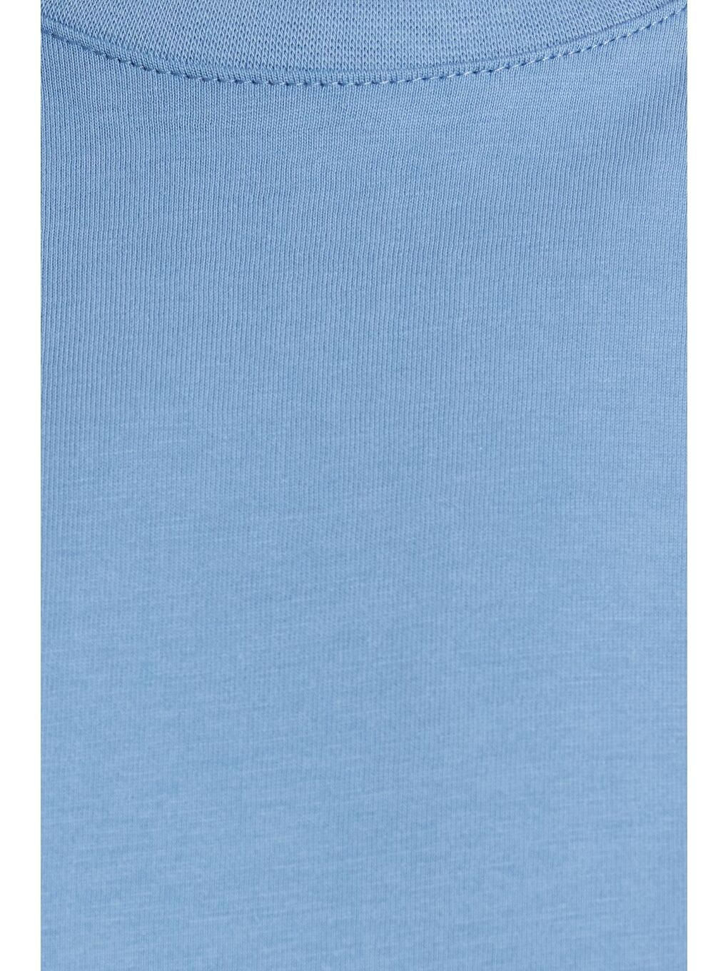 Kadın Bol Kesim Rahat Duruş %100 Pamuk Yumuşak Dokulu Mavi Bisiklet Yaka Tişört-5