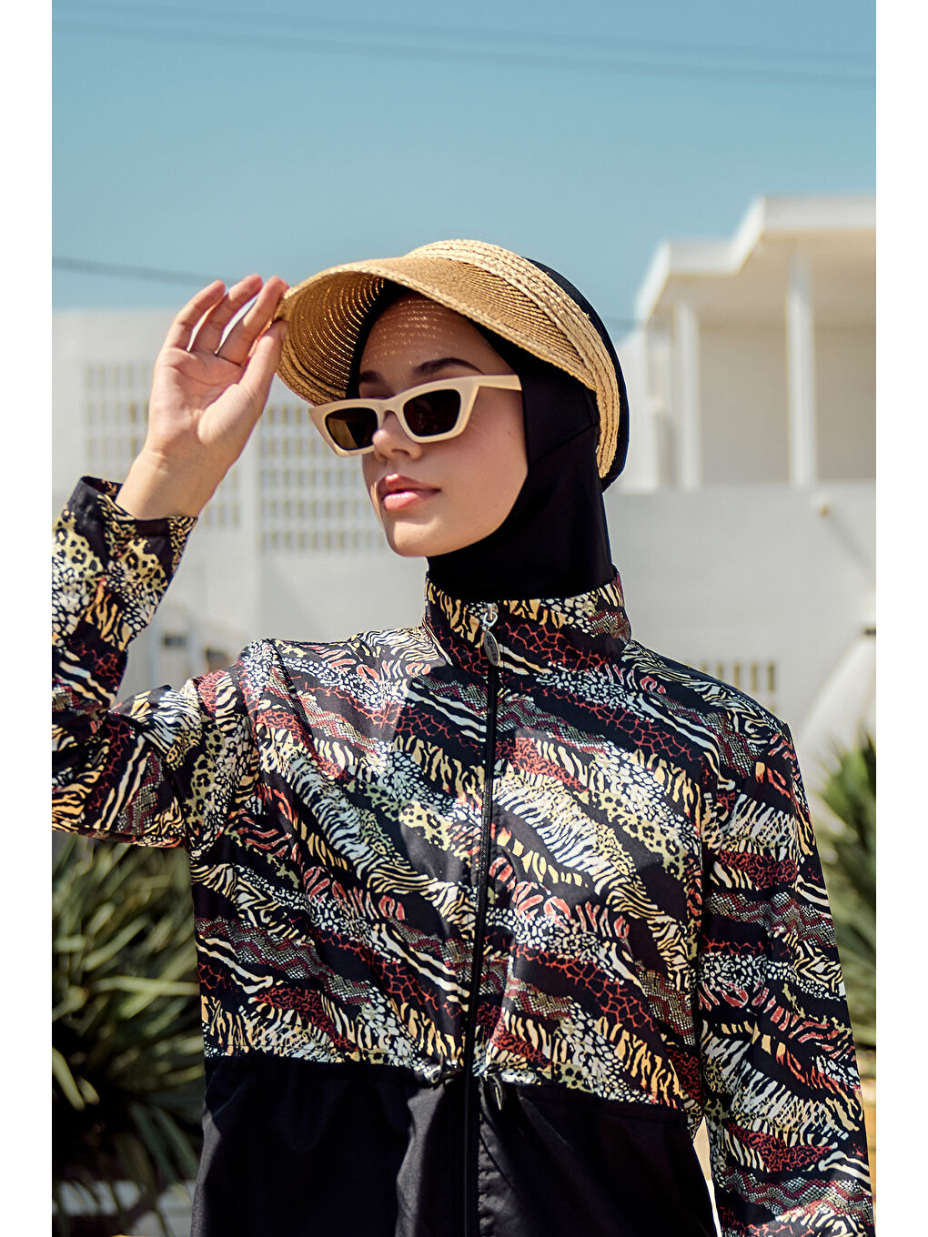 Kahverengi Vizör Hasır Şapka Güneş Koruyucu Siperlik RŞ-2105 Camel Bej-2