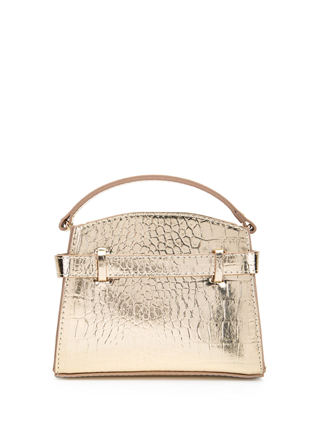 Sarı Kilit Aksesuar Kemer Detaylı Jessie Kadın Çapraz Çanta Gold-3