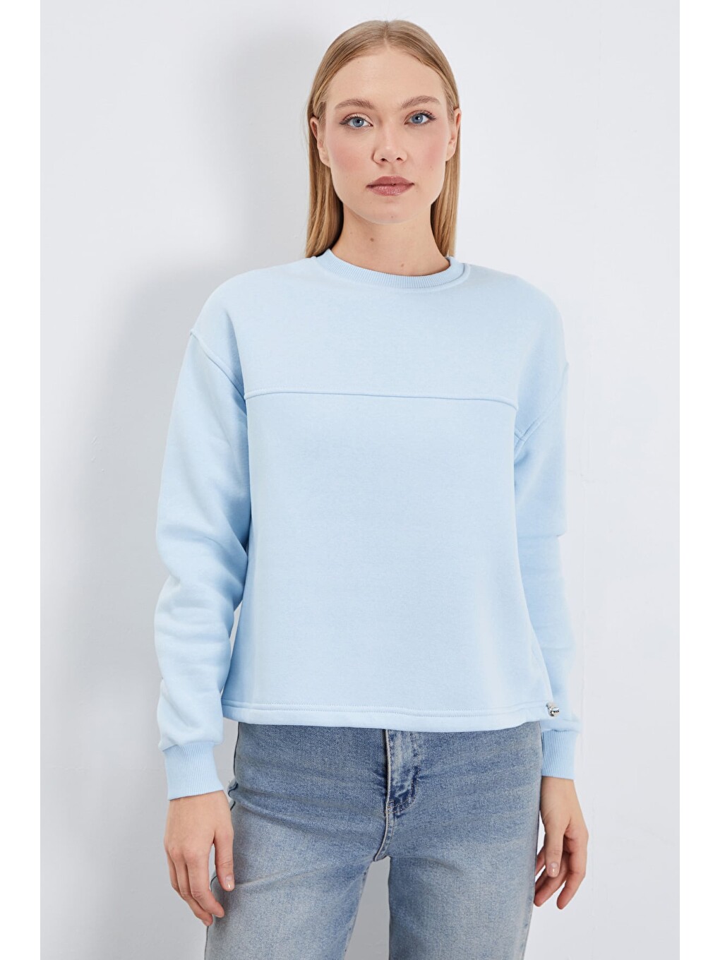 Mavi 3 İplik Stoperli Oversize Sweatshirt-1