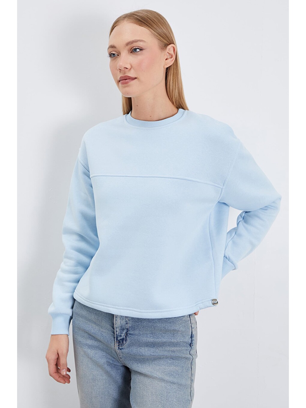 Mavi 3 İplik Stoperli Oversize Sweatshirt-2