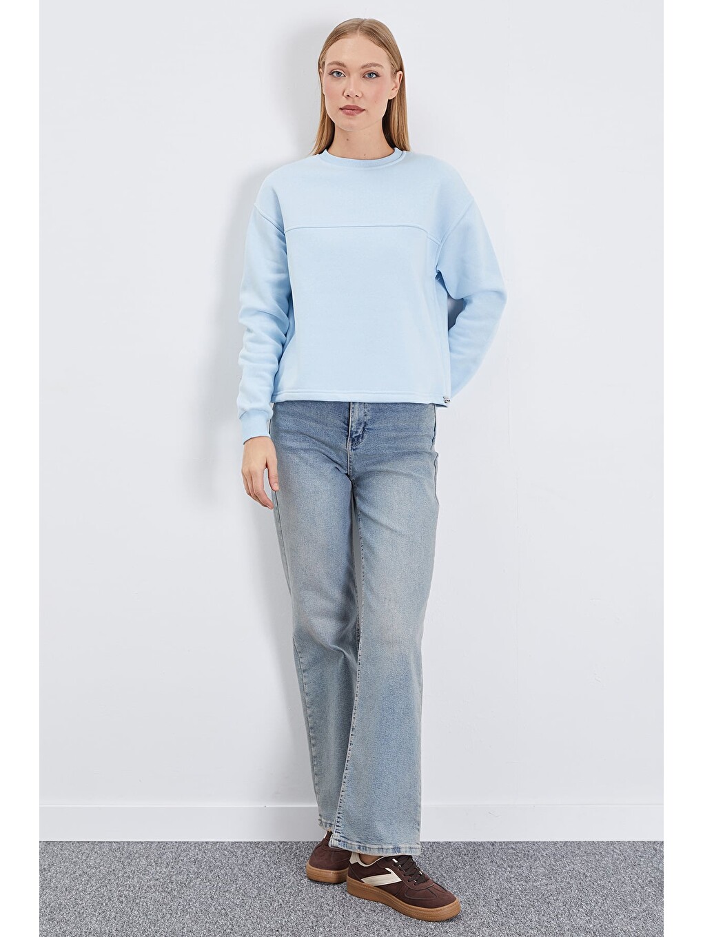 Mavi 3 İplik Stoperli Oversize Sweatshirt-3