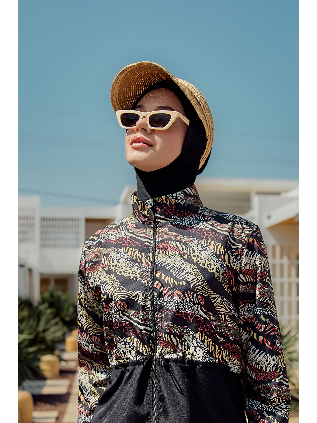 Kahverengi Vizör Hasır Şapka Güneş Koruyucu Siperlik RŞ-2105 Camel Bej-4