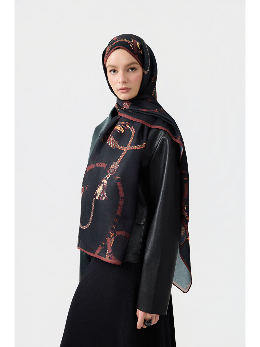 Kahverengi Pamuk Twill Şal Linkage Kızıl Kahve-2