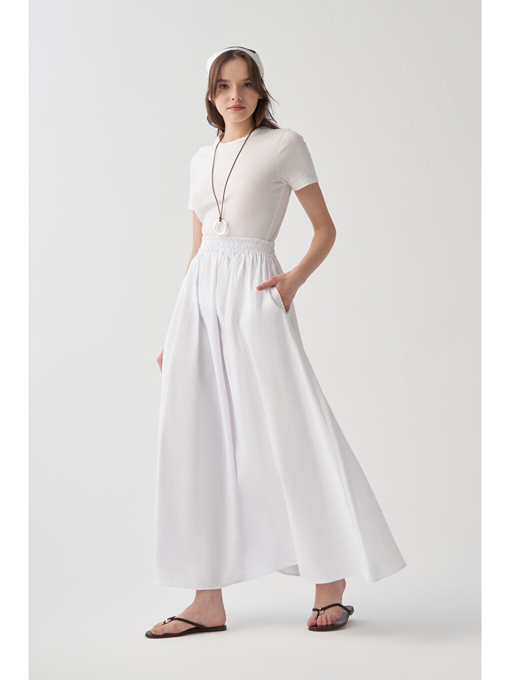 Beyaz-Poplin Etek-3