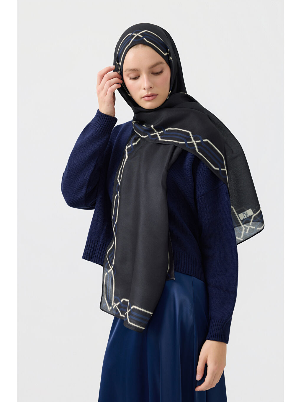 Pamuk Twill Şal İnterlock Lacivert-2