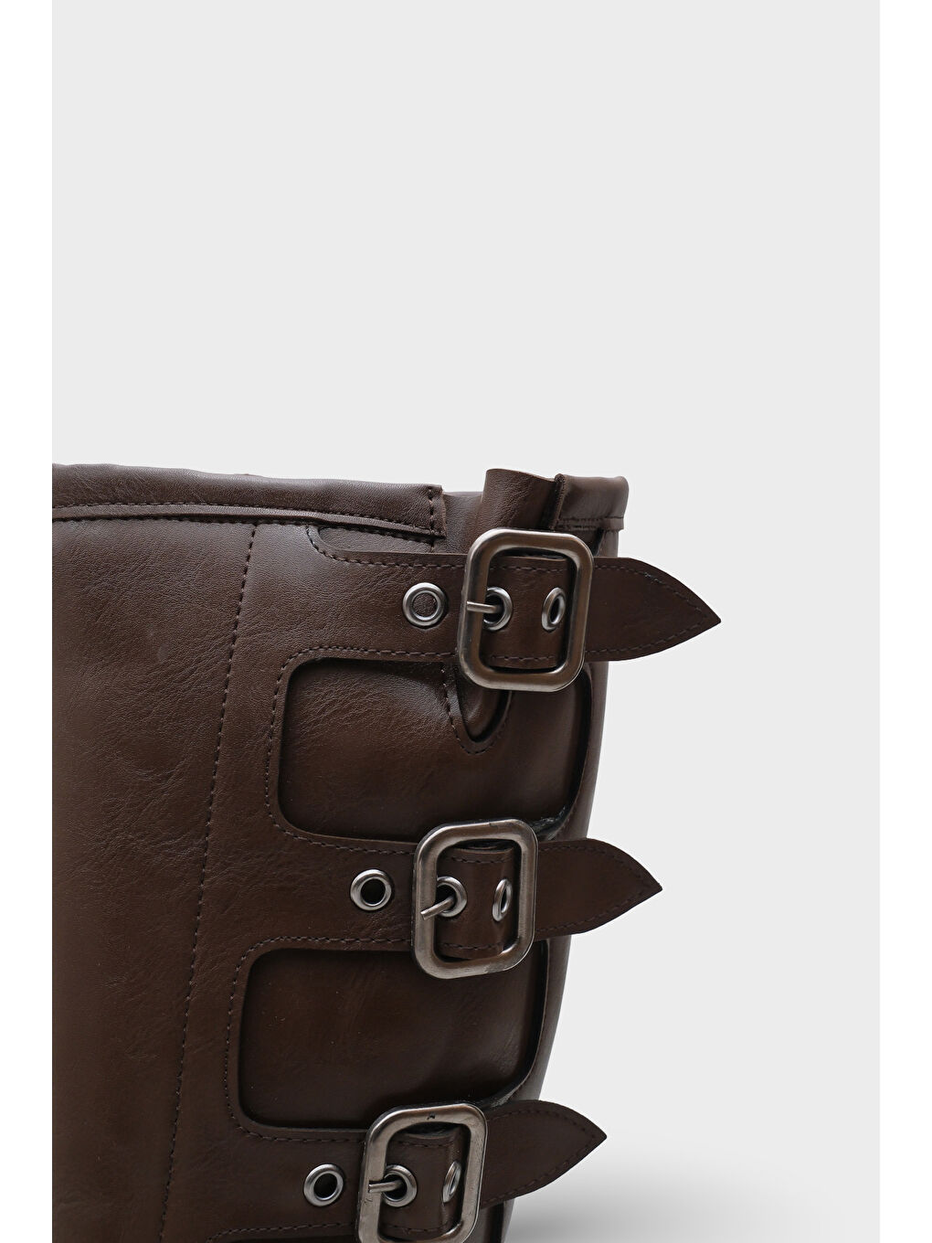 Kahverengi Motorcu Fermuarlı Kadın Çizme-3