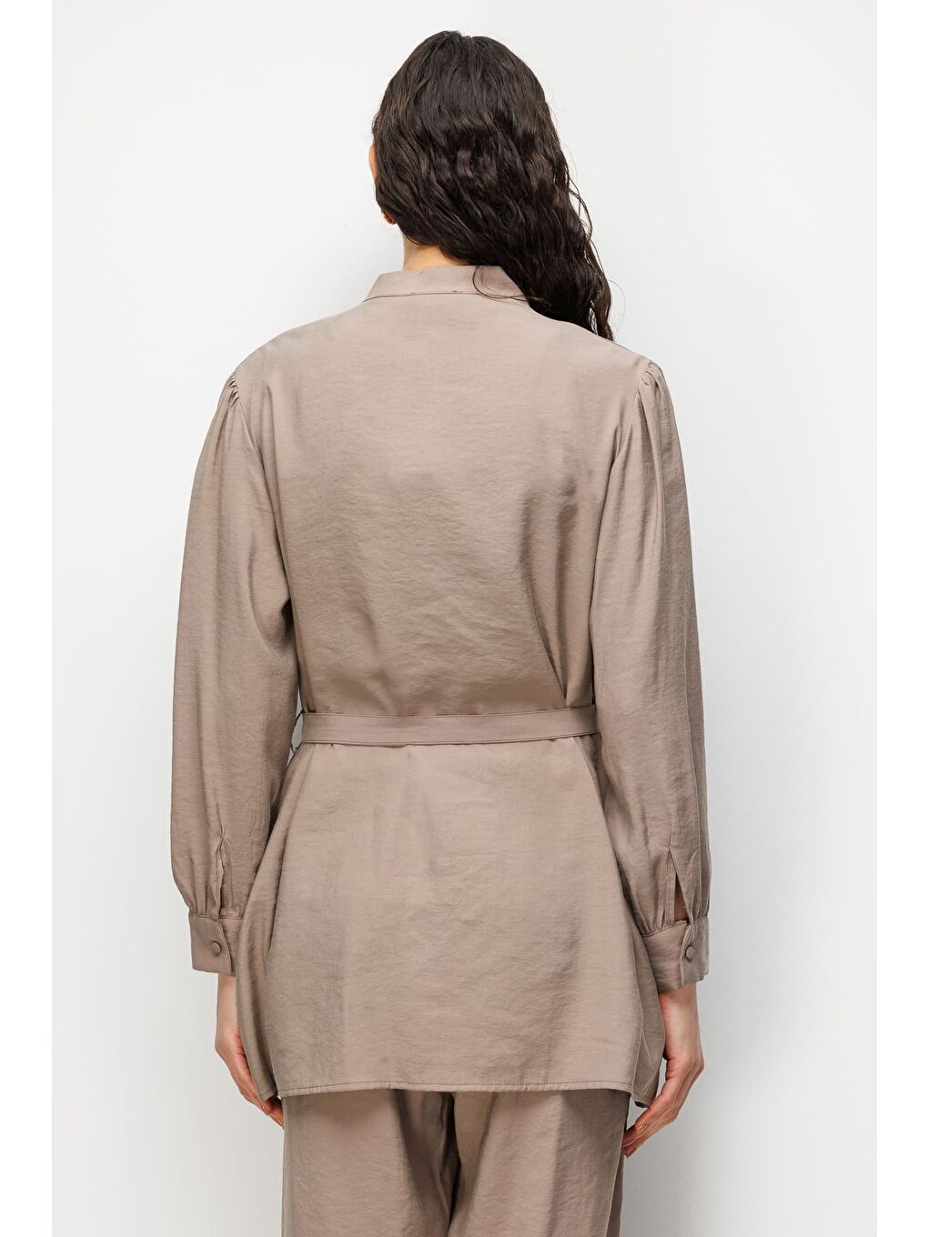 Hakim Yaka Modal Dokulu Bej Rengi Tunik-6