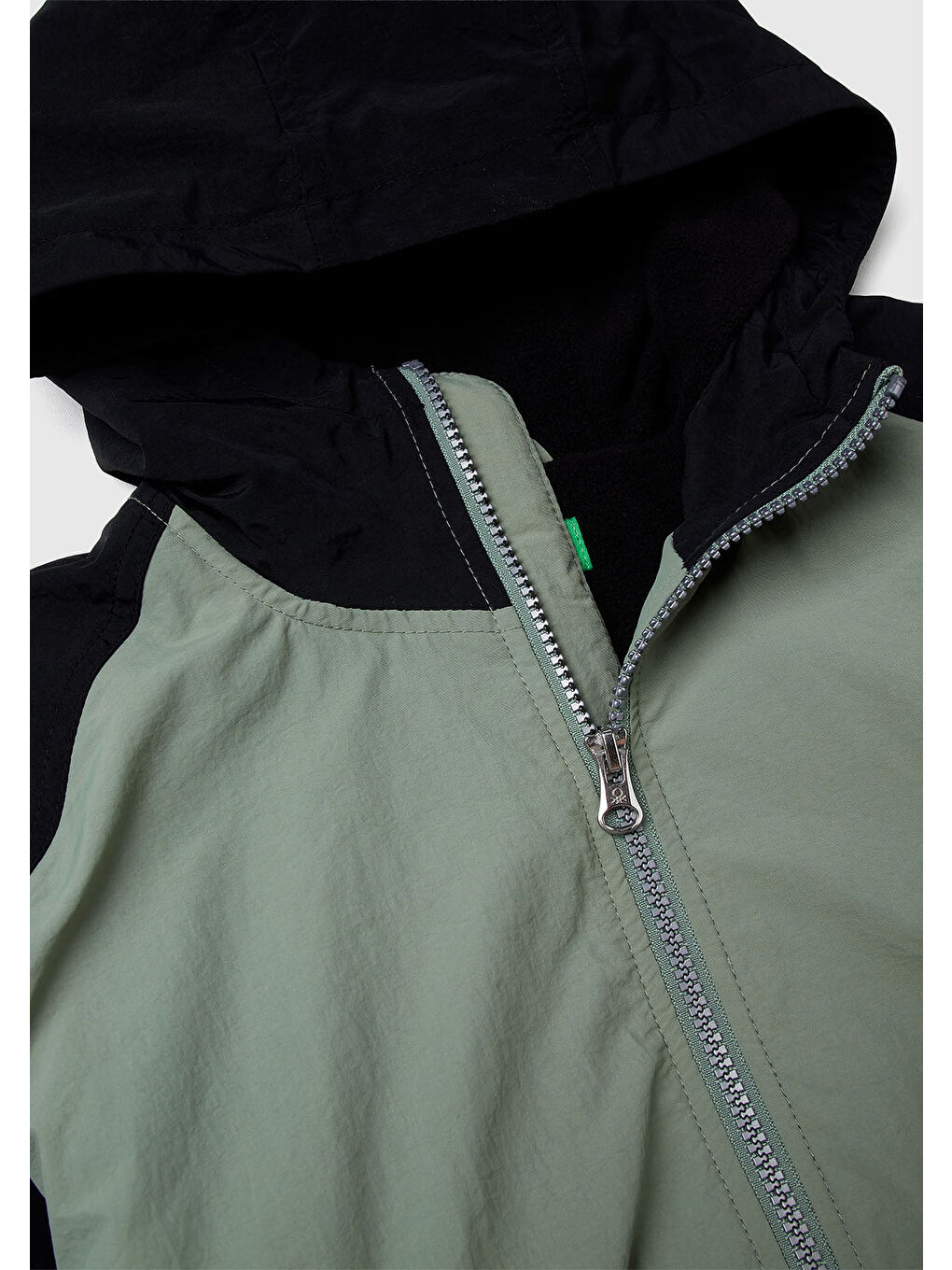 Erkek Çocuk Haki-Siyah Fermuarlı Ribana Detaylı Kapüşonlu Ceket-2