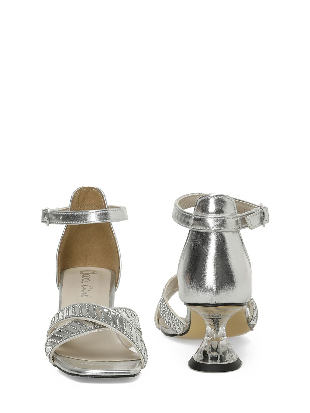 Gri TRINITY F 5FX Gümüş Kız Çocuk Topuklu Ayakkabı-4