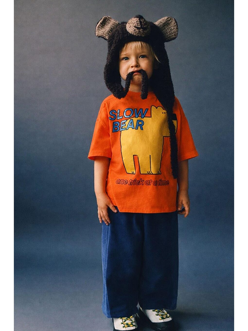 Erkek Çocuk Pamuklu Turuncu Ayıcık Baskılı T-Shirt Ve Eşofman Altı 2'Li Takım