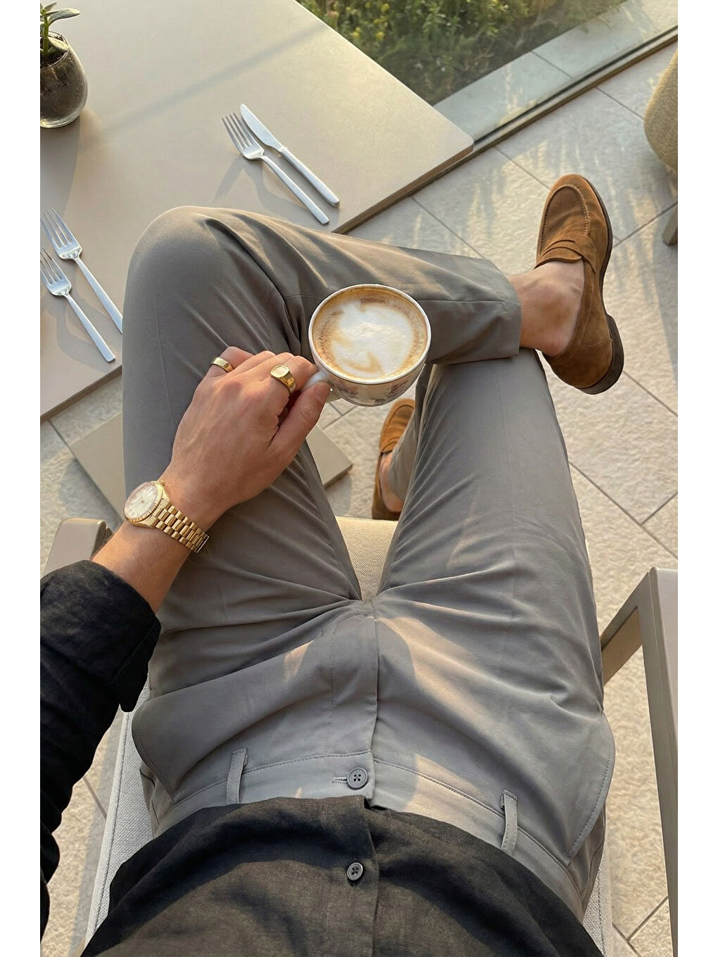 Gri Kiran Premium Ütü Gerektirmeyen Erkek Kumaş Pantolon-1