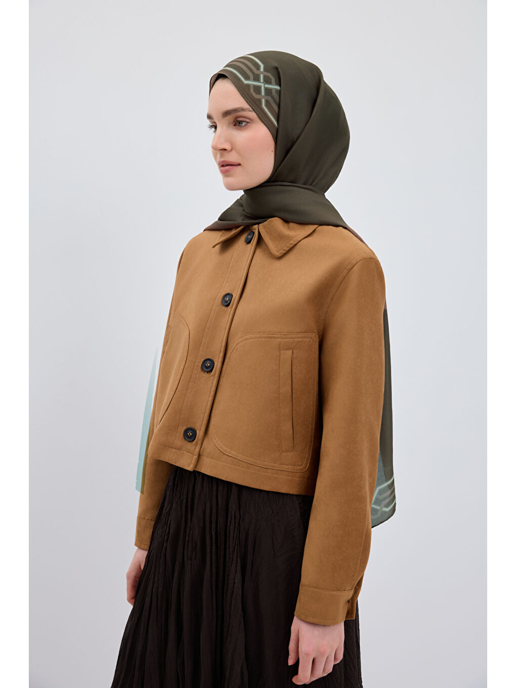 Pamuk Twill Şal İnterlock Yağ Yeşili-1