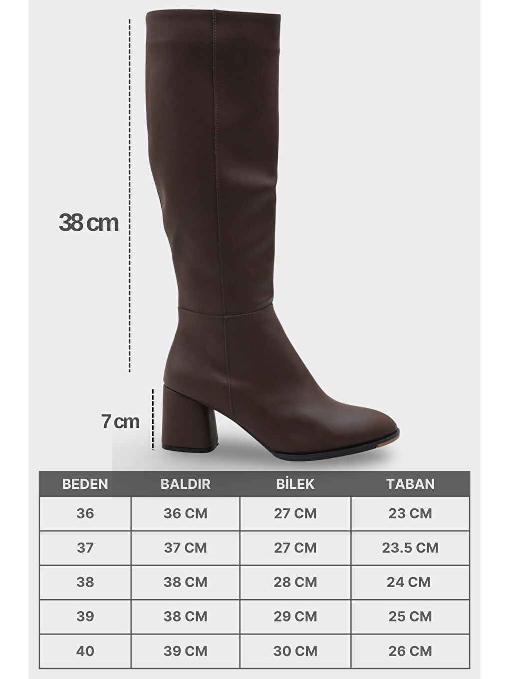 Kahverengi Cathrine Oval Burunlu Yandan Fermuarlı Topuklu Kadın Çizme-4