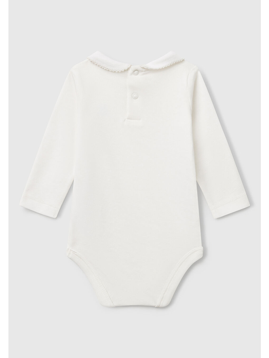Bebek Ekru Önü Logo İşlemeli Çıtçıtlı Bebek Yaka Uzun Kollu Body-1