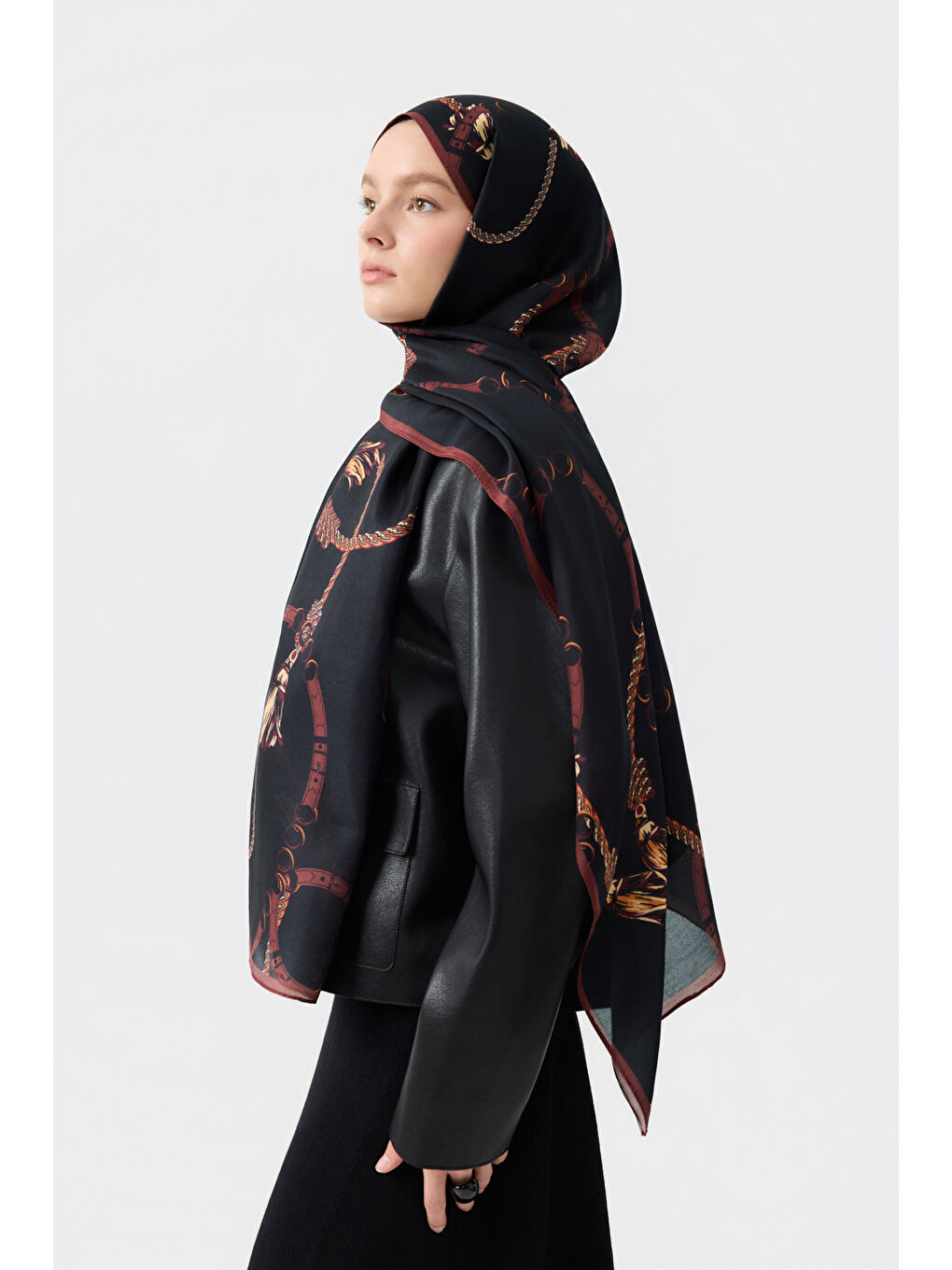 Kahverengi Pamuk Twill Şal Linkage Kızıl Kahve-3