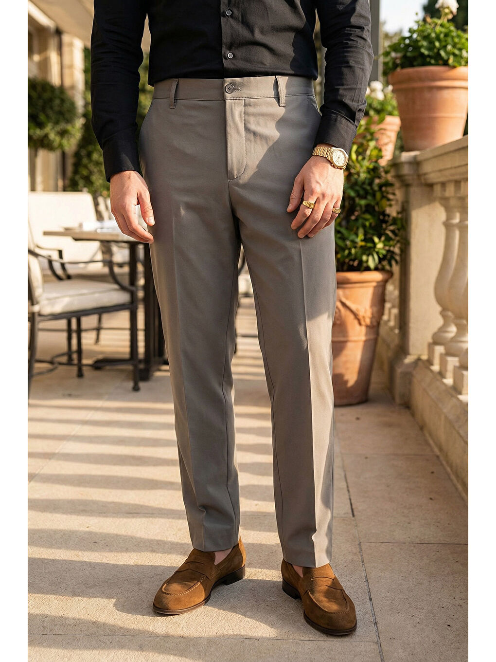 Gri Kiran Premium Ütü Gerektirmeyen Erkek Kumaş Pantolon-3