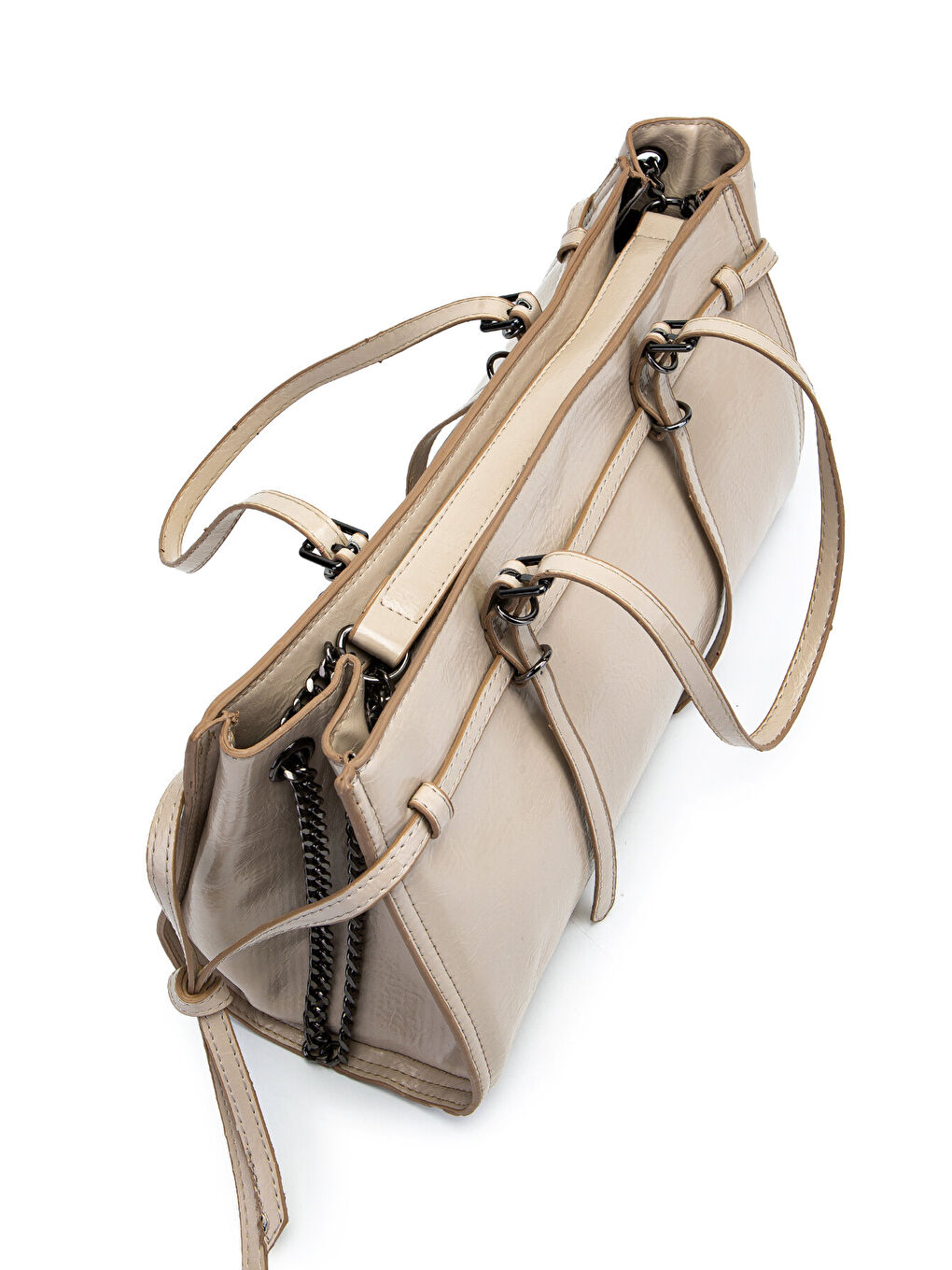 Siyah Zincir Detaylı Bonnie Kadın Kol Çanta Bej-6