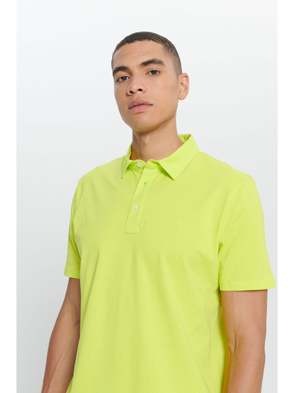 Erkek Sarı Standart Fit Normal Kesim %100 Pamuk Düz Polo Yaka Tişört-3