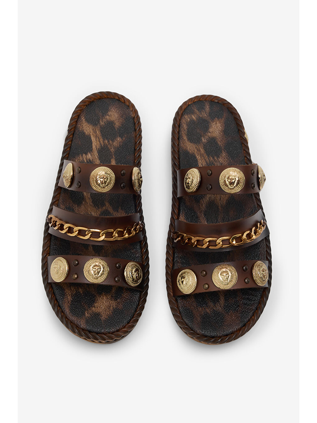 Kahverengi Kadın Taba Poli Taban Aksesuar Detaylı Terlik