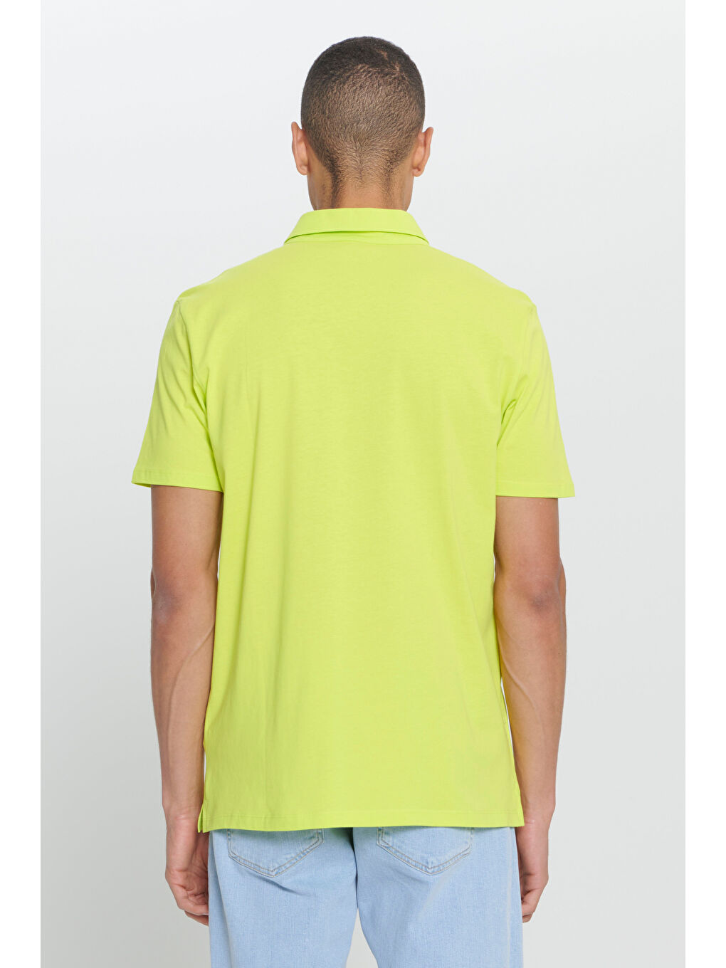 Erkek Sarı Standart Fit Normal Kesim %100 Pamuk Düz Polo Yaka Tişört-4